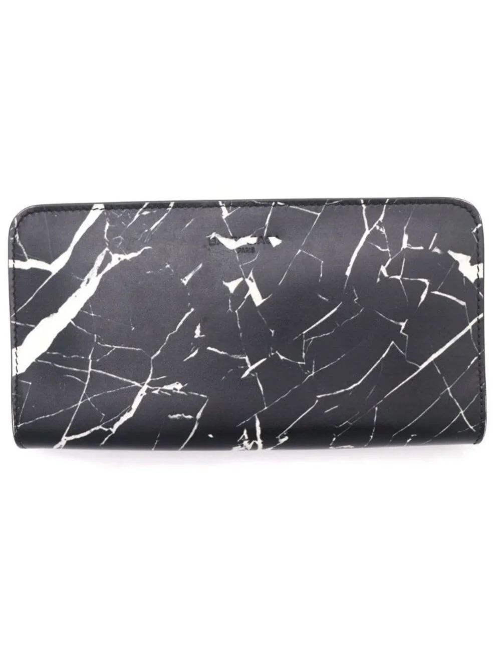 Balenciaga Marble Philias Round Zip Wallet Black